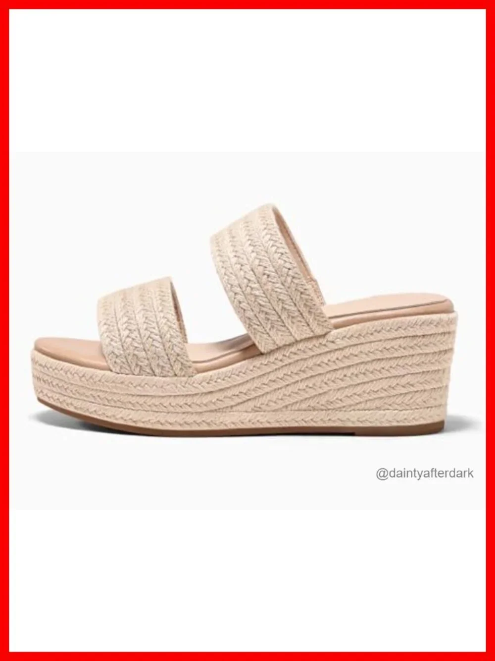 Womens Platform Wedge Sandals Espadrille Raffia Heeled Slides Open Toe Two Band